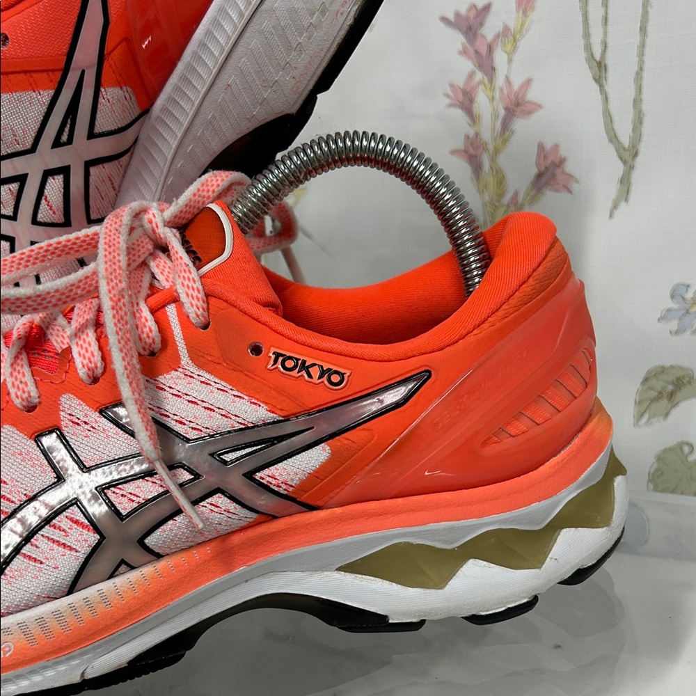 ASICS KAYANO 27 TOKYO Women's Athletic Shoes - Vibrant Orange and White - Picture 3 of 15